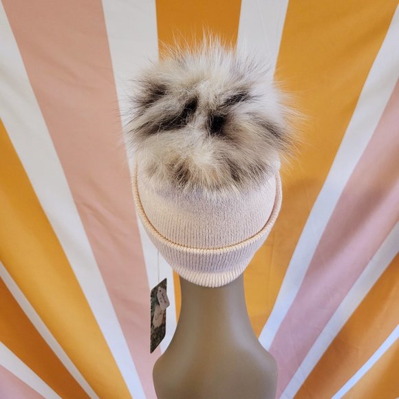 Carhartt Bobcat Fur Puff Beanie (Toasted Marshmallow/Ash Rose Marl)
